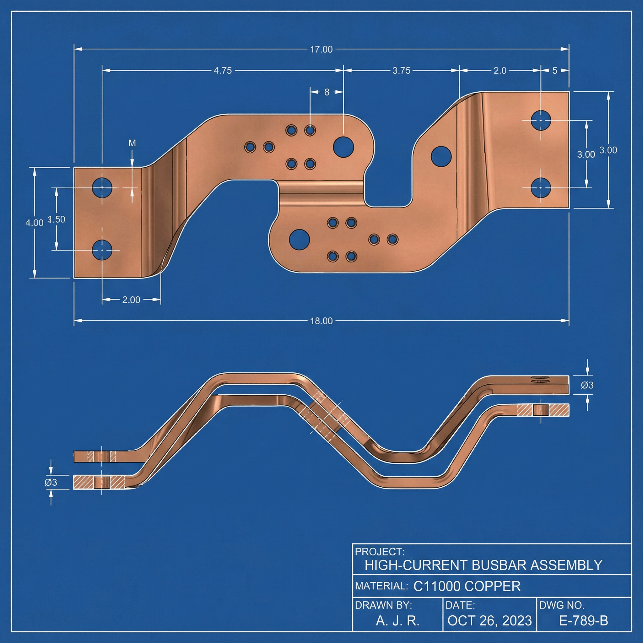 High-Current Copper Busbar Blueprint