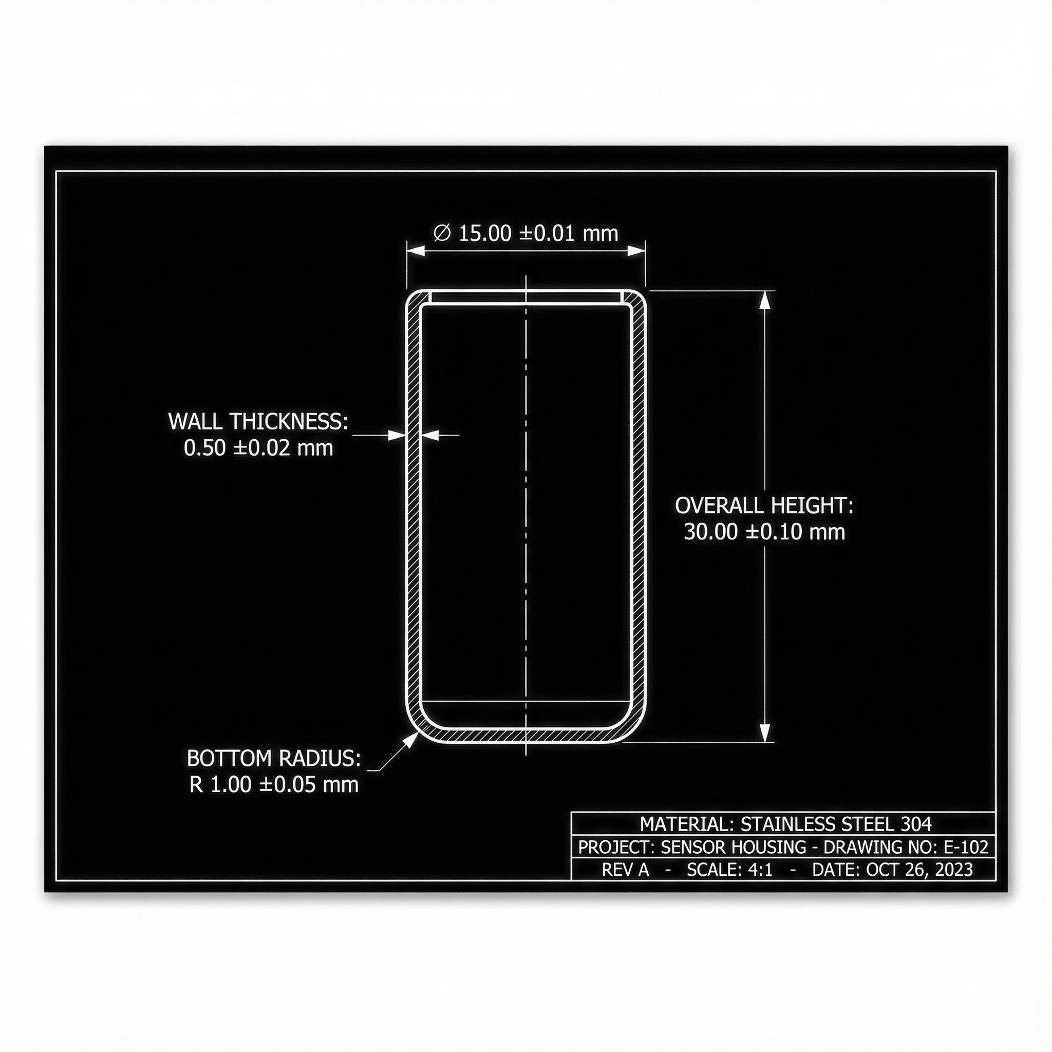 Deep Drawn Sensor Housing Blueprint